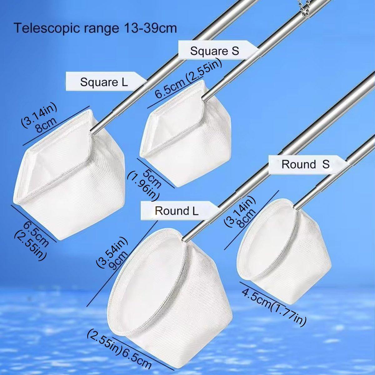 Retractable Fish Net for Fish Tank Pocket Fishing Net with Handle Aquarium Tools - Square-S.