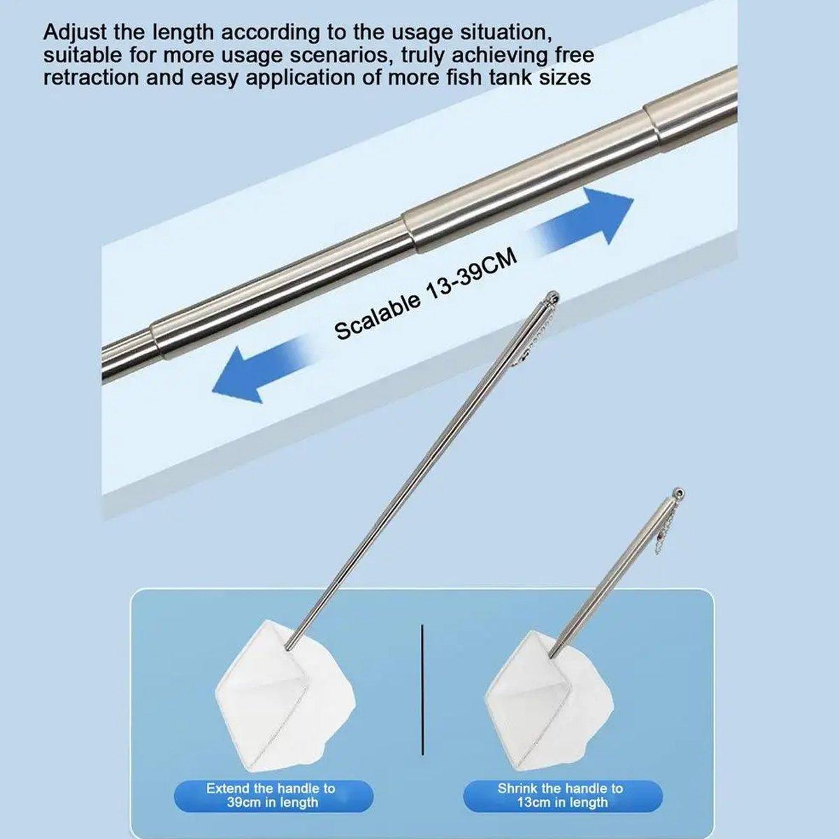Retractable Fish Net for Fish Tank Pocket Fishing Net with Handle Aquarium Tools - Square-S.