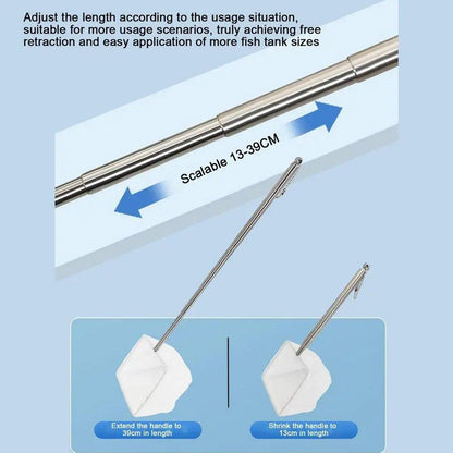 Retractable Fish Net for Fish Tank Pocket Fishing Net with Handle Aquarium Tools - Square-S.