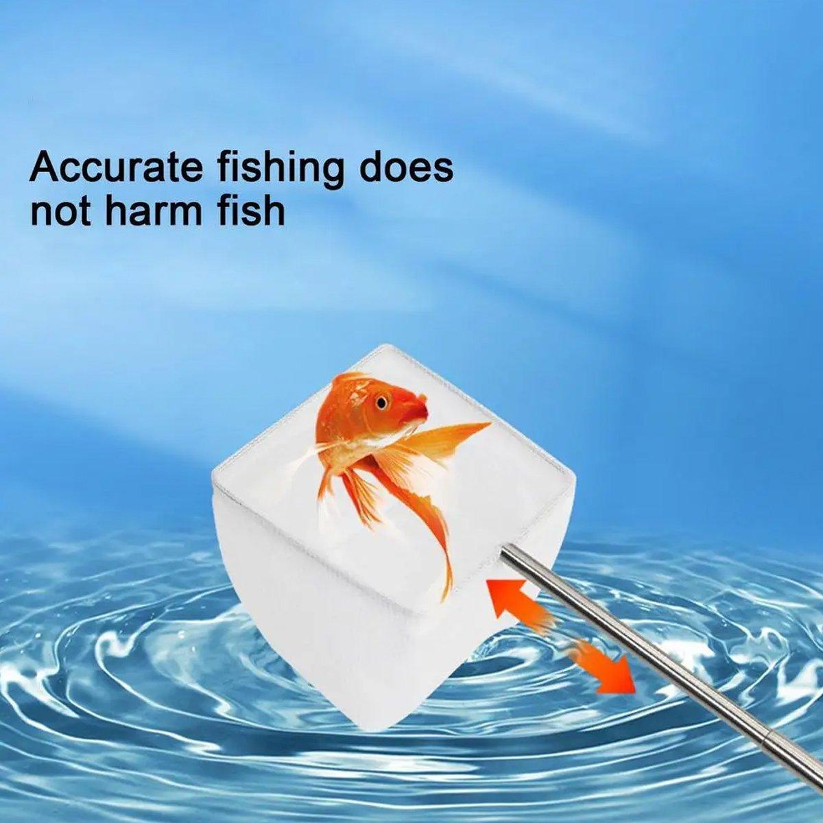 Retractable Fish Net for Fish Tank Pocket Fishing Net with Handle Aquarium Tools - Square-S.