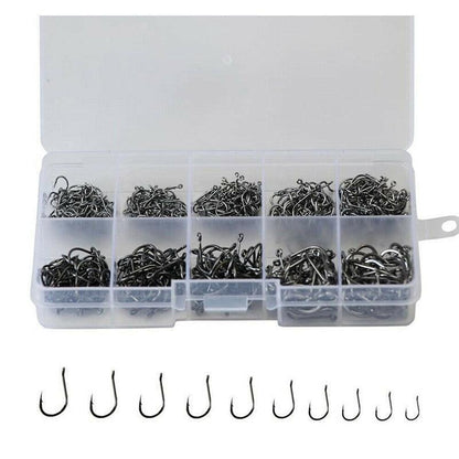 Fishing Hooks Octopus Style 100pcs Chemically Sharpened Assorted Sizes 3-12 - Gold.