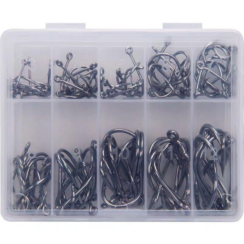 Fishing Hooks Octopus Style 100pcs Chemically Sharpened Assorted Sizes 3-12 - Gold.