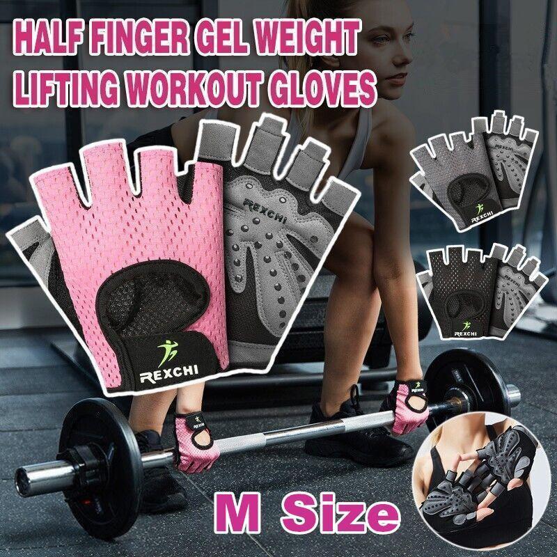 M Size Women Fitness Gym Training Gloves Half Finger Gel Weight Lifting Workout Gloves - Grey.