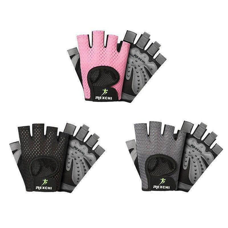 M Size Women Fitness Gym Training Gloves Half Finger Gel Weight Lifting Workout Gloves - Grey.