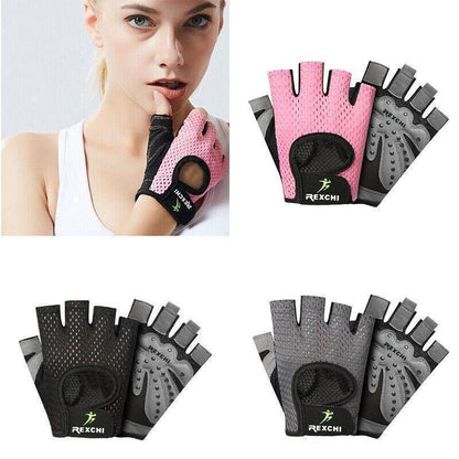 M Size Women Fitness Gym Training Gloves Half Finger Gel Weight Lifting Workout Gloves - Grey.