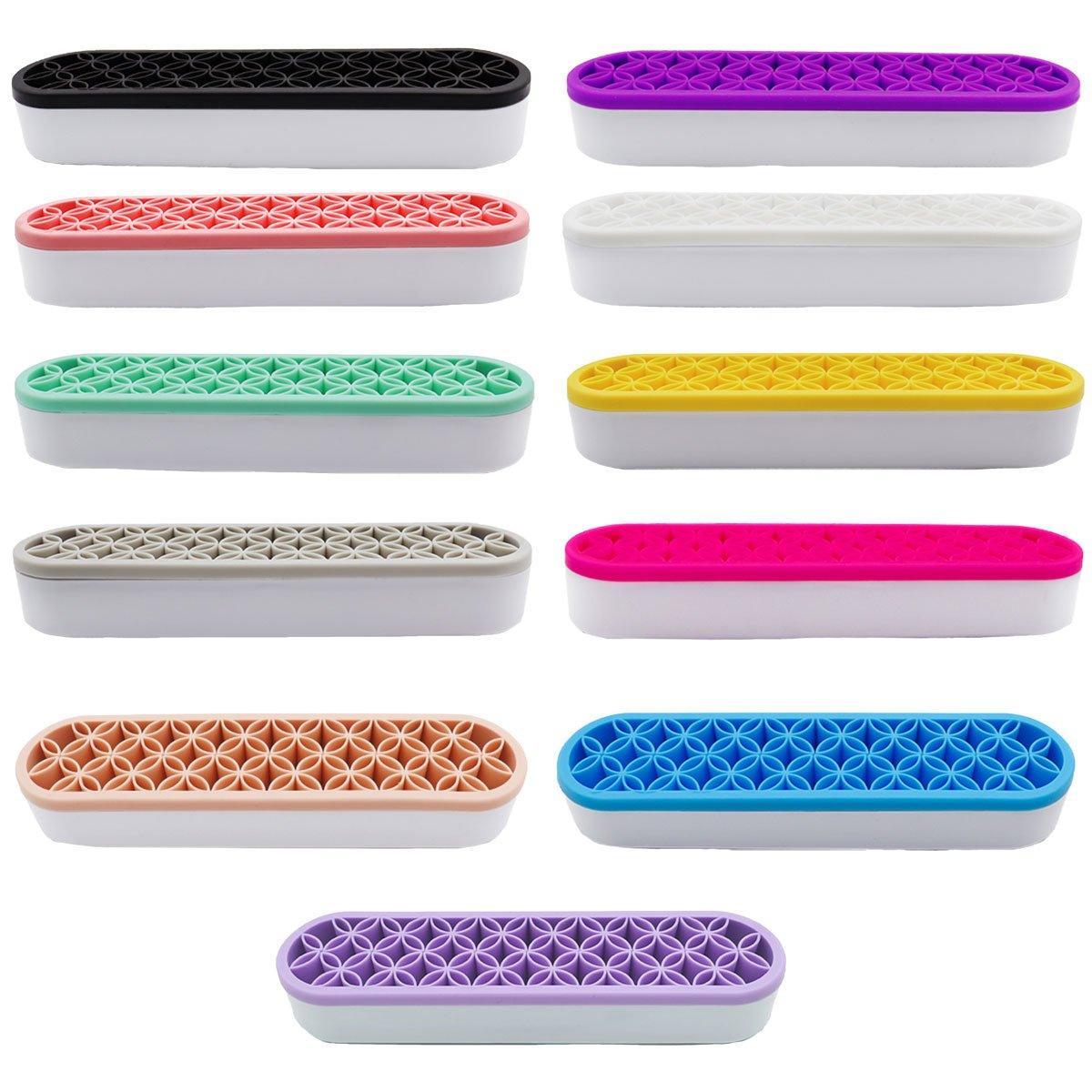 Silicone Makeup Organizer Cosmetic Storage Box Lipstick Brush Holder Desktop Box - Black