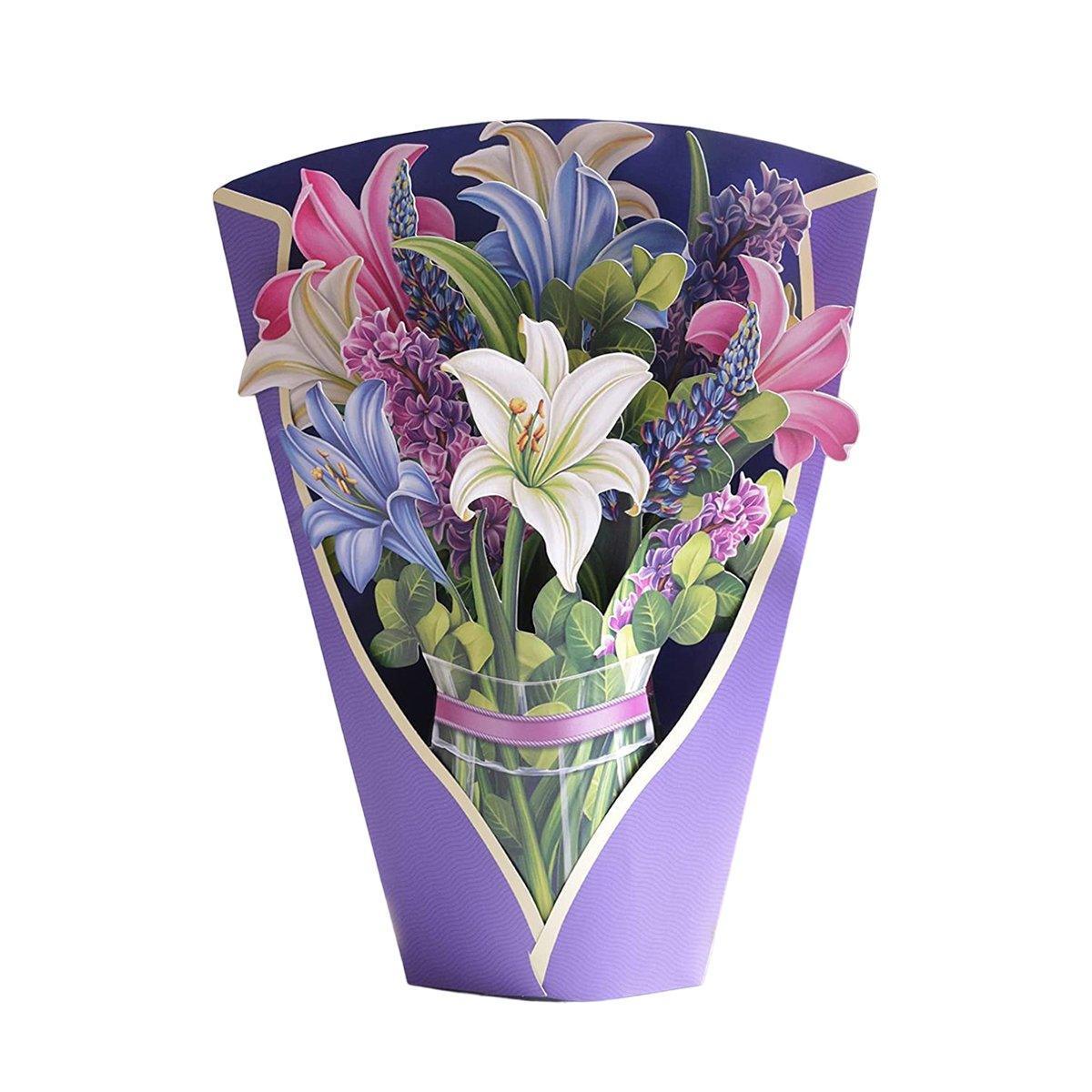 New Style 3D Pop Up Cards Paper Flower Bouquet Greeting Card for All Occasions - Flower Butterfly