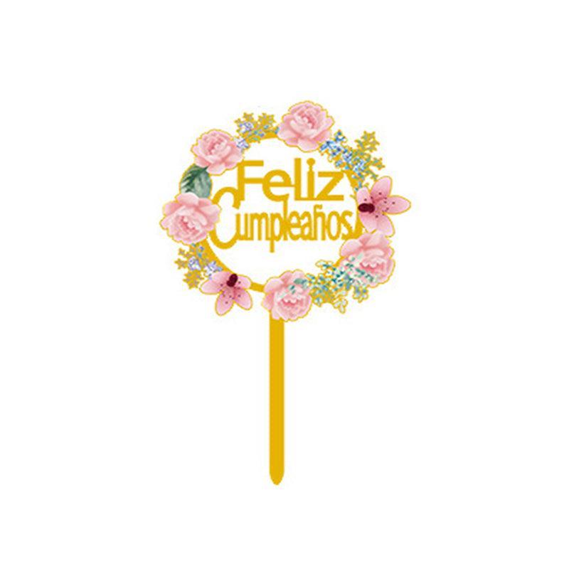 Happy Birthday Anniversary Wedding Cake Flowers Topper Acrylic Party Decorations - NO.15