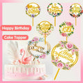 Happy Birthday Anniversary Wedding Cake Flowers Topper Acrylic Party Decorations - NO.08