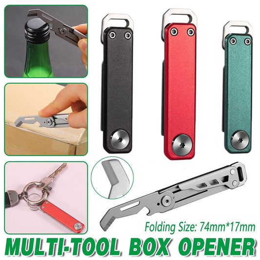 Multifunctional Folding Knife Case Opener Portable Bottle Opener EDC Tool Kit - Black.