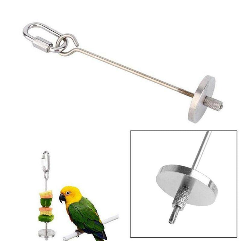 Pet Stainless Steel Bird Parrot Cage Skewer Food Meat Stick Spear Fruit Holder - 12CM