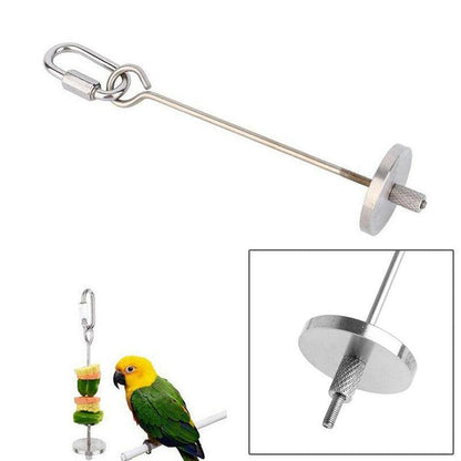 Pet Stainless Steel Bird Parrot Cage Skewer Food Meat Stick Spear Fruit Holder - 12CM