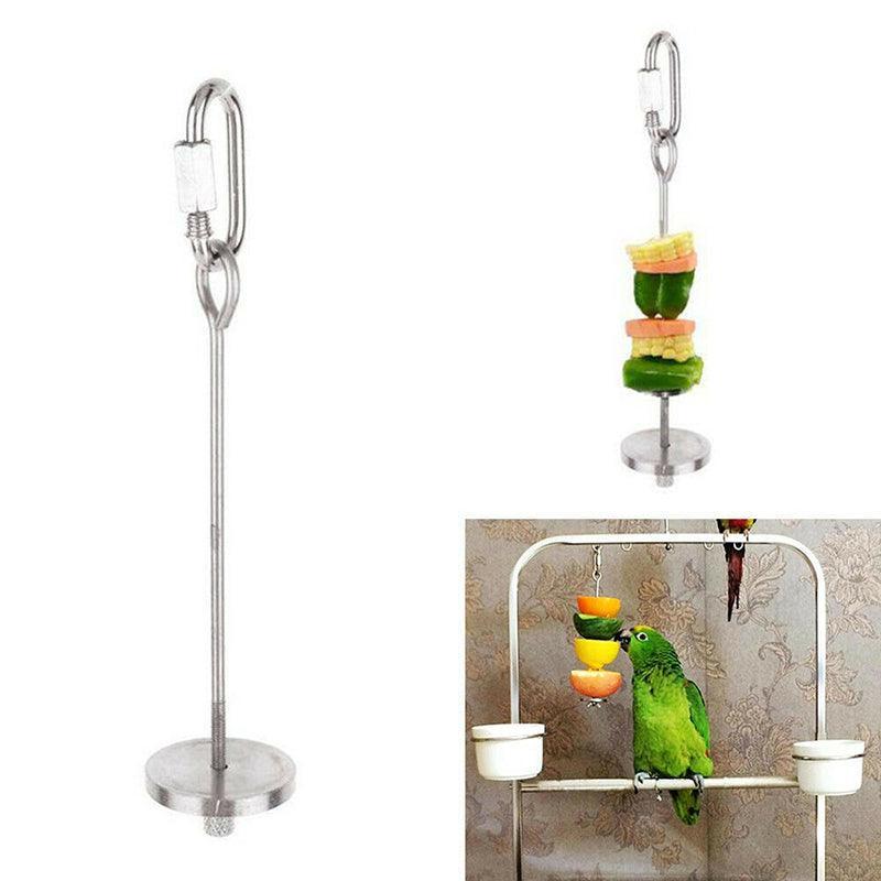 Pet Stainless Steel Bird Parrot Cage Skewer Food Meat Stick Spear Fruit Holder - 12CM