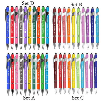 Funny Pens Swear Word Pen Set Black Ink Writing Pen Funny Office Diary Gift - Set C