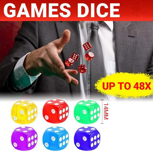 12-48PCS 6 Sided Games Dice Transparent Coloured Game Play Toy Bulk Board Game - 12PCS.