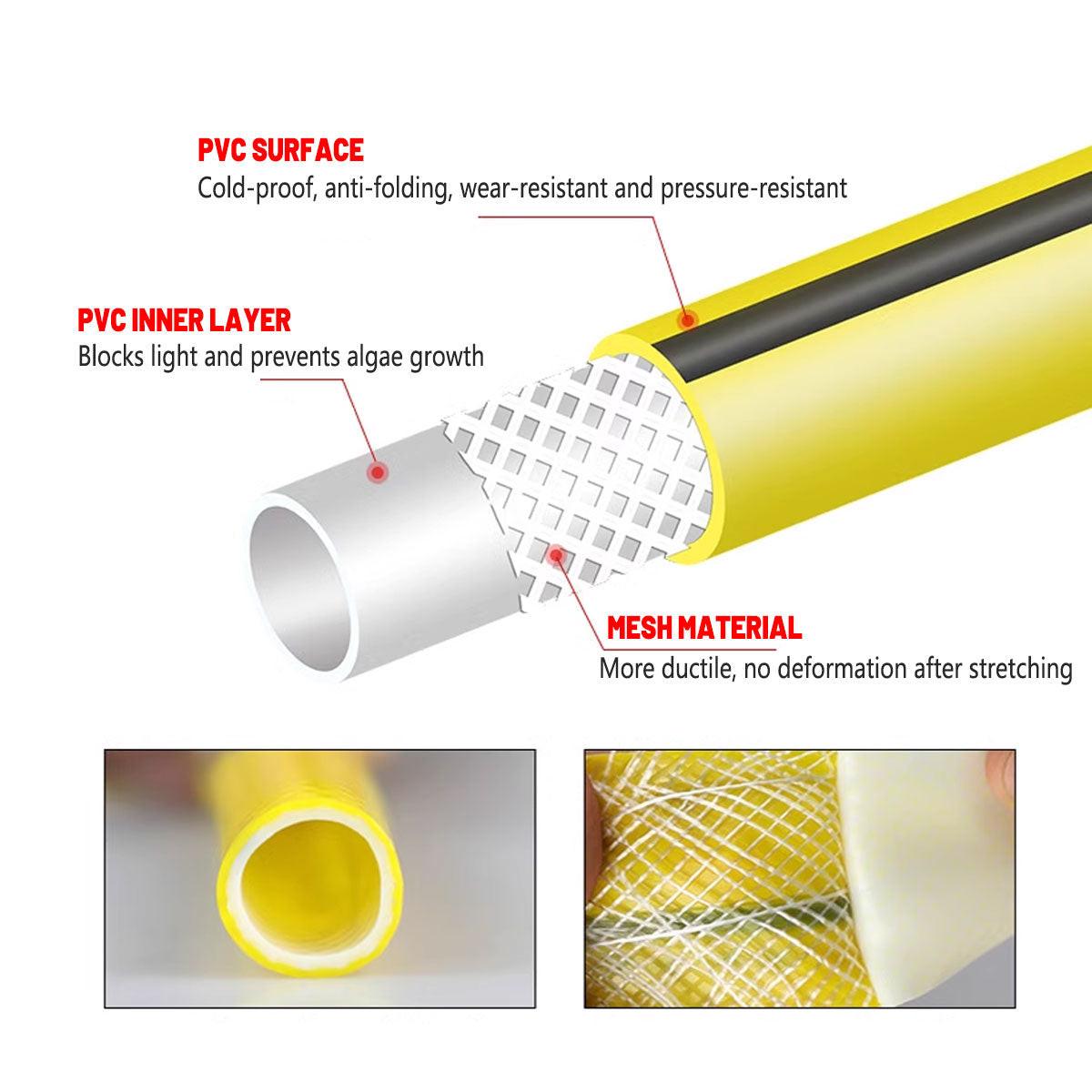 Heavy Duty Garden Hose Pipe Reel Reinforced Anti-kink Outdoor Hosepipe Yellow - 20m.