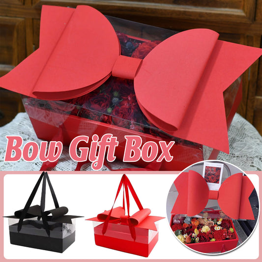 Clear Handheld Flower Gift Box Bow Fruit Flower Packaging Display Box Floral - Black.