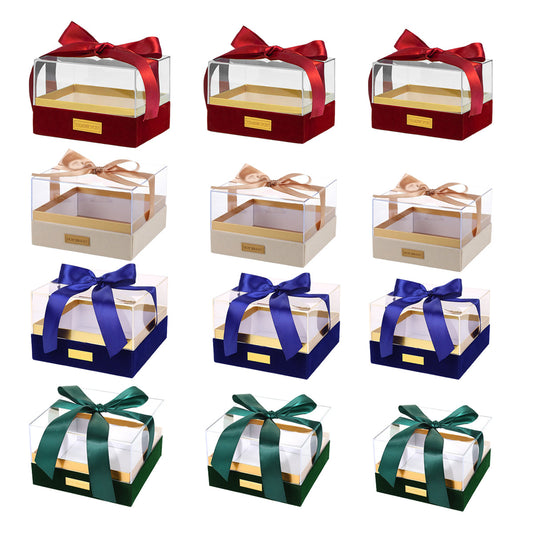 Acrylic Gift Box Clear Souvenir Display Case Bow Storage Container for Packaging - Blue - L.