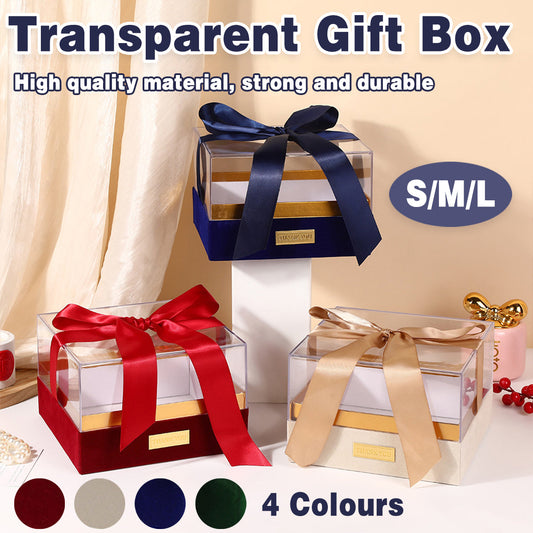 Acrylic Gift Box Clear Souvenir Display Case Bow Storage Container for Packaging - Green - L.