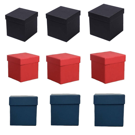 Square Gift Boxes 8pcs Empty Packaging Boxes for Favour Party Wedding Storage - Black-20x16.5cm.