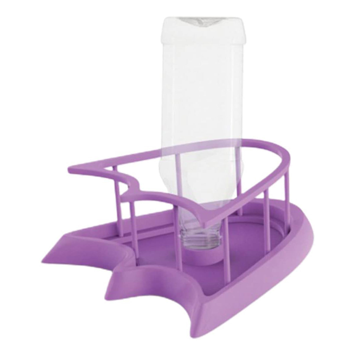 Reptile Water Bowl with Bottle for Lizard Gecko Snake Inverted Bottle Dispenser - Purple Platform L