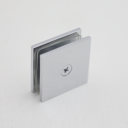 Shower Glass Clip Single Hole Square Bracket Partition Bathroom Accessories - Nickel