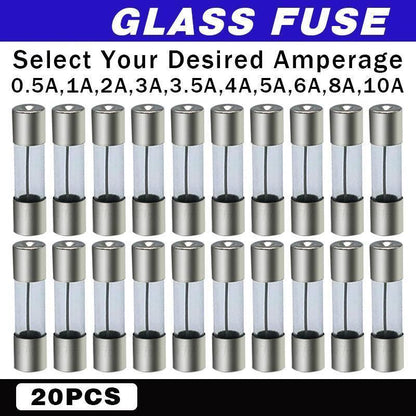 20Pcs M205 Glass Fuse 5Mm X 20Mm Slow Blow 250V / Select From 0.5A To 10A  Amp - 20PCS F3A.