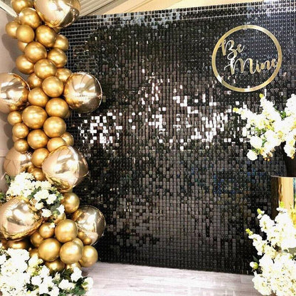 Rectangle Tinsel Curtain Shimmer Wall Backdrop 2M Length Party Decoration Sequin - Rose Red