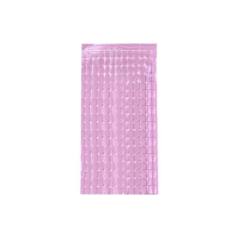 Rectangle Tinsel Curtain Shimmer Wall Backdrop 2M Length Party Decoration Sequin - Rose Red