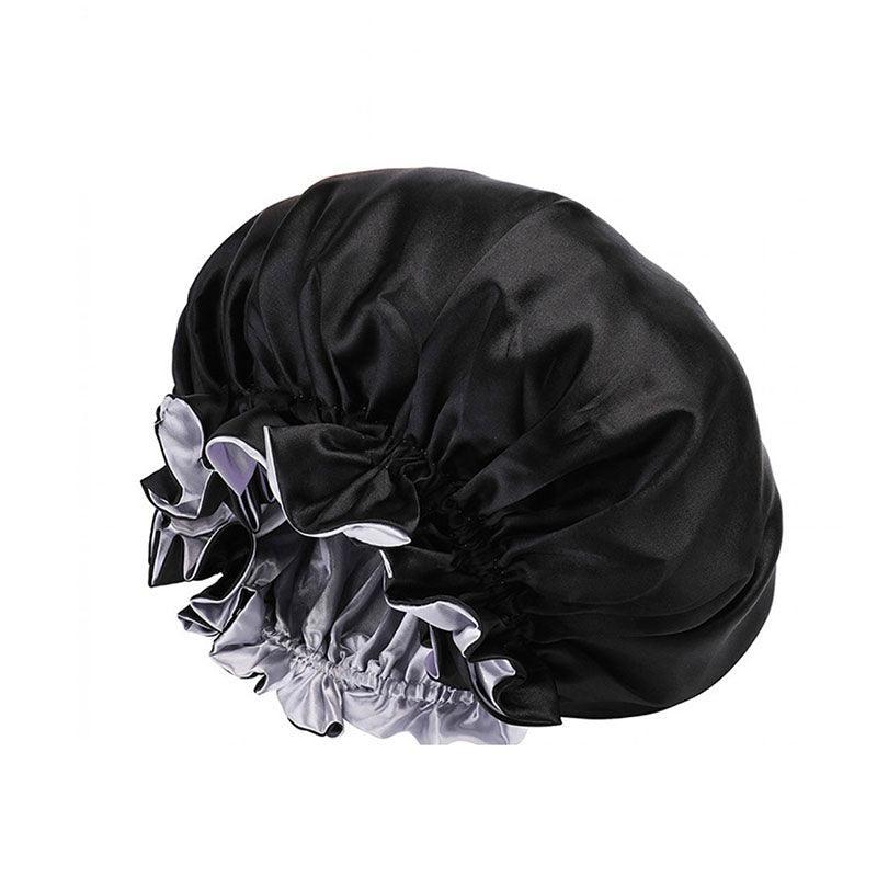 Womens Satin Sleep Cap Bonnet Elastic Wide Band Hair Sleeping Hat - Gold