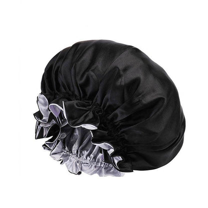 Womens Satin Sleep Cap Bonnet Elastic Wide Band Hair Sleeping Hat - Gold