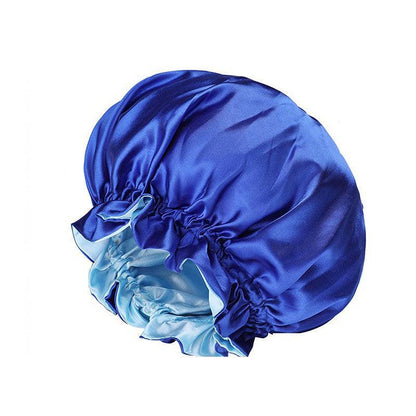 Womens Satin Sleep Cap Bonnet Elastic Wide Band Hair Sleeping Hat - Gold