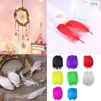 50X Craft Feathers Goose Feather Diy Art Party Decoration Wedding Dream Catcher - Black