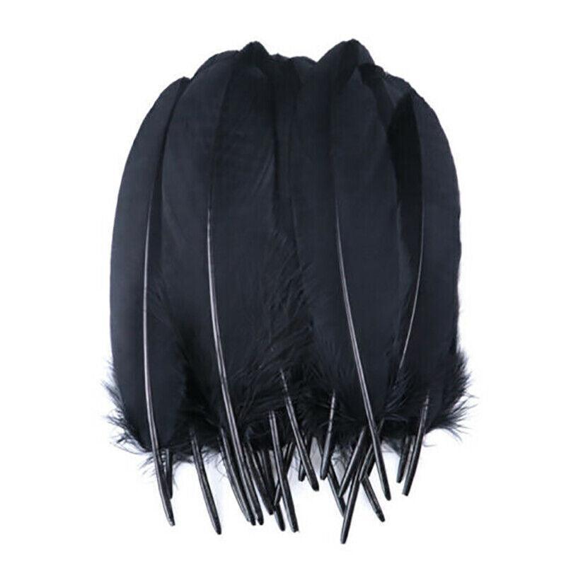 50X Craft Feathers Goose Feather Diy Art Party Decoration Wedding Dream Catcher - Black