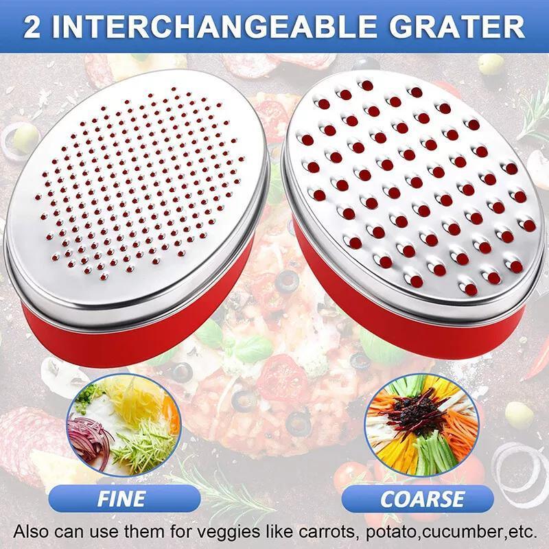 Stainless Steel Kitchen Cheese Grater with Container Storing Fruits Cheese Box - Green