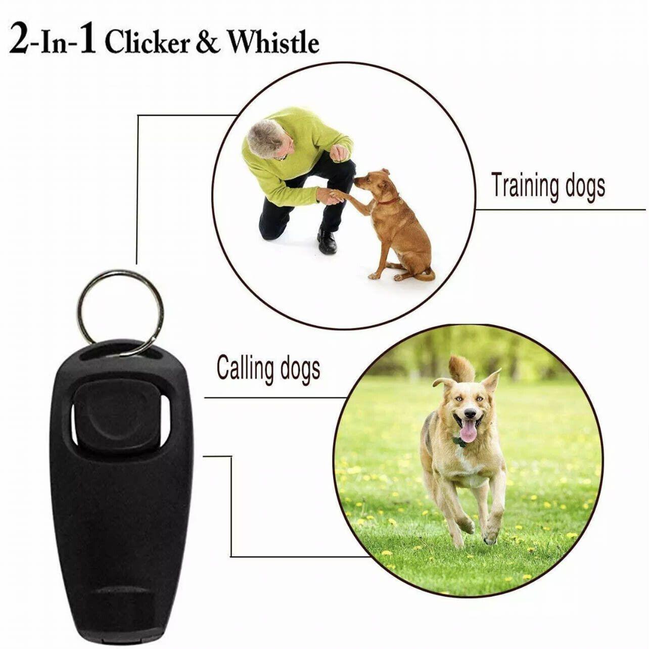 Dog Whistle and Clicker Set for Training Stop Barking Obedience Tool Combo - Green