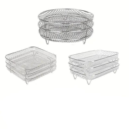 Air Fryer Grill Rack Multi Layer Removable Shelf Mesh Rack for Cooking BBQ - Rectangle.