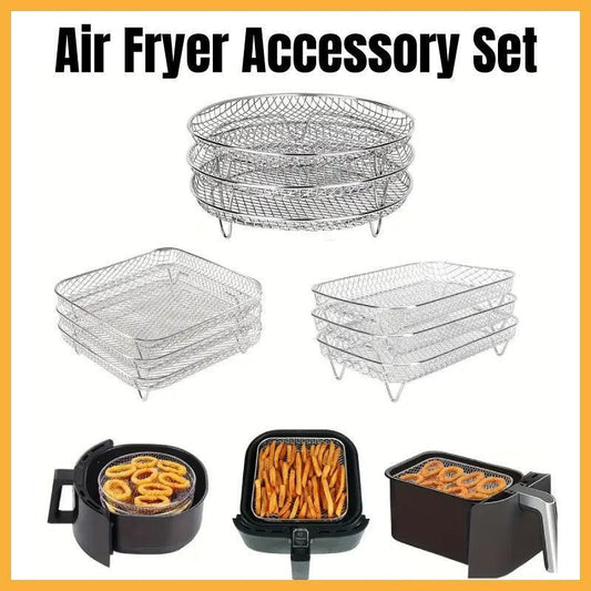 Air Fryer Grill Rack Multi Layer Removable Shelf Mesh Rack for Cooking BBQ - Round.