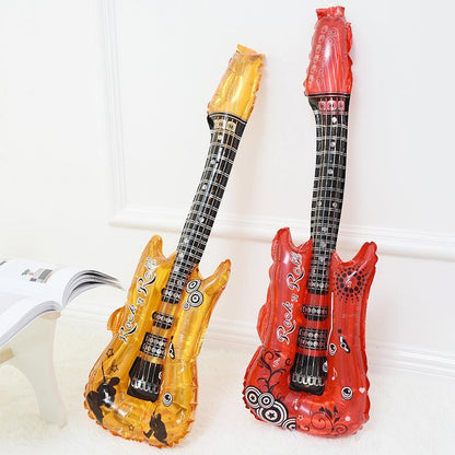 Guitar Foil Balloon Air Fill Rock and Roll Music Party Wedding Birthday Decoration - Red
