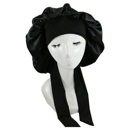 Sleeping Bonnet Hair Wrap Silk Satin Cap Women Elastic Night Hat Soft Headwear - Pink