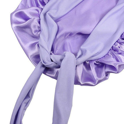 Sleeping Bonnet Hair Wrap Silk Satin Cap Women Elastic Night Hat Soft Headwear - Pink