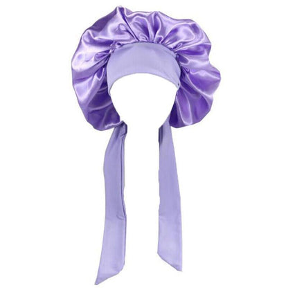 Sleeping Bonnet Hair Wrap Silk Satin Cap Women Elastic Night Hat Soft Headwear - Pink