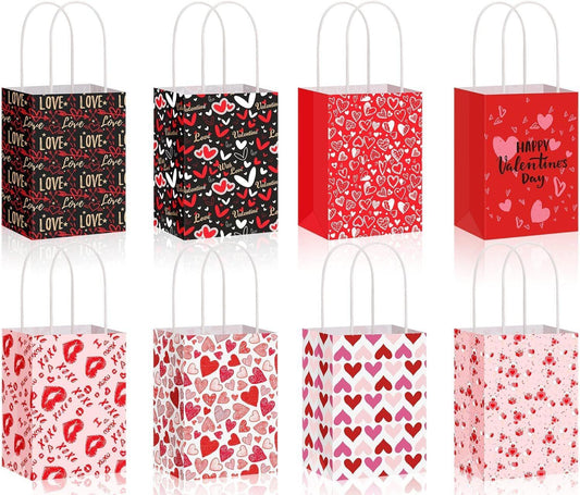 30x Valentines Day Love-Themed Tote Bag Elegant Kraft Paper Handbag Lightweight - Y167
