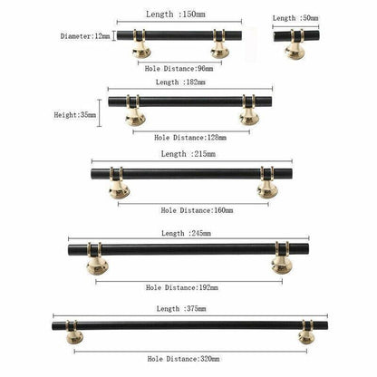 Black Gold Design Kitchen Cabinet Handles Drawer Bar Handle Pull 96 128 160 192 320MM - T Bar