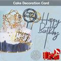Acrylic Home Happy Birthday Decor Baking Cake Topper Card Party Decor Supply - Silver S31