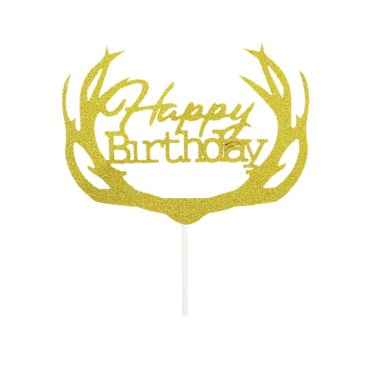 Happy Birthday Cake Topper Colour Printed Acrylic Party Decorations - Black-Butterfly