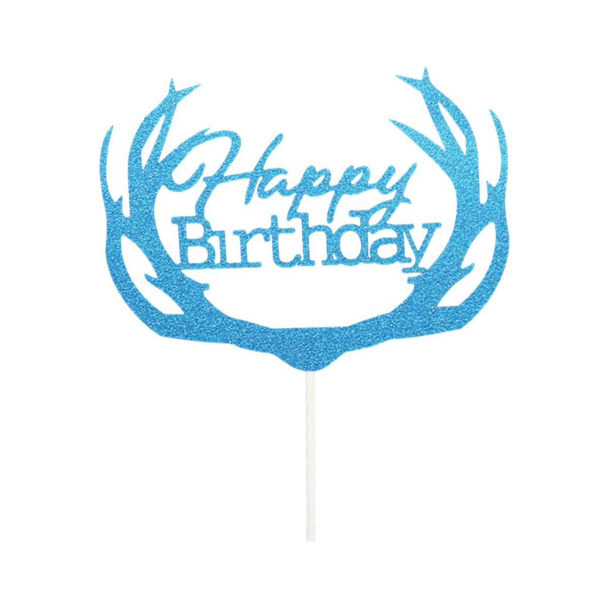 Happy Birthday Cake Topper Colour Printed Acrylic Party Decorations - Black-Butterfly