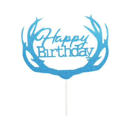 Happy Birthday Cake Topper Colour Printed Acrylic Party Decorations - Black-Butterfly