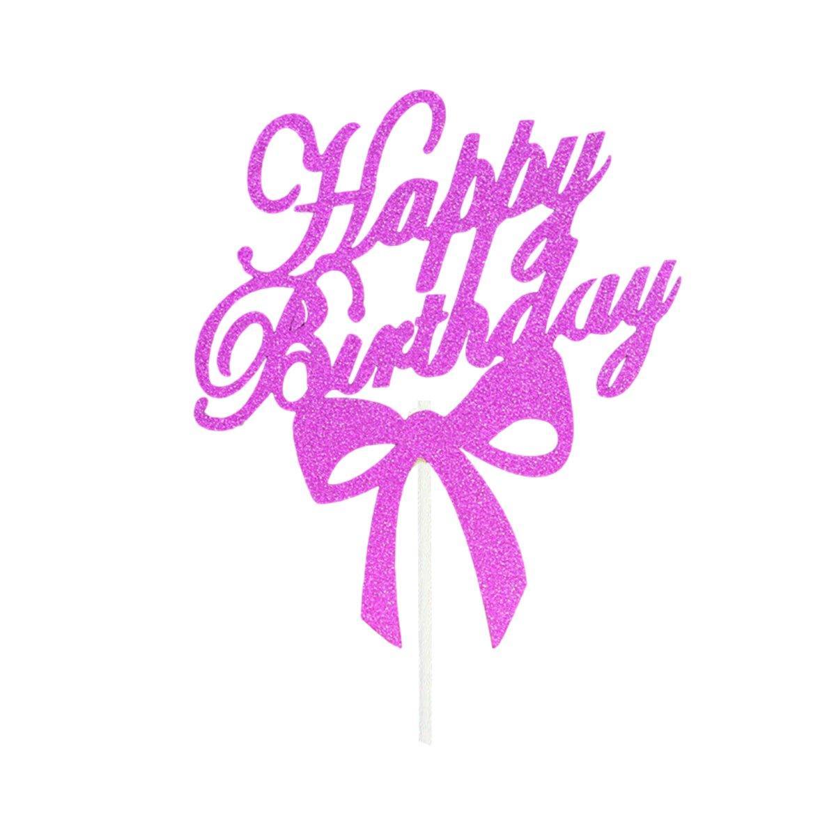 Happy Birthday Cake Topper Colour Printed Acrylic Party Decorations - Black-Butterfly