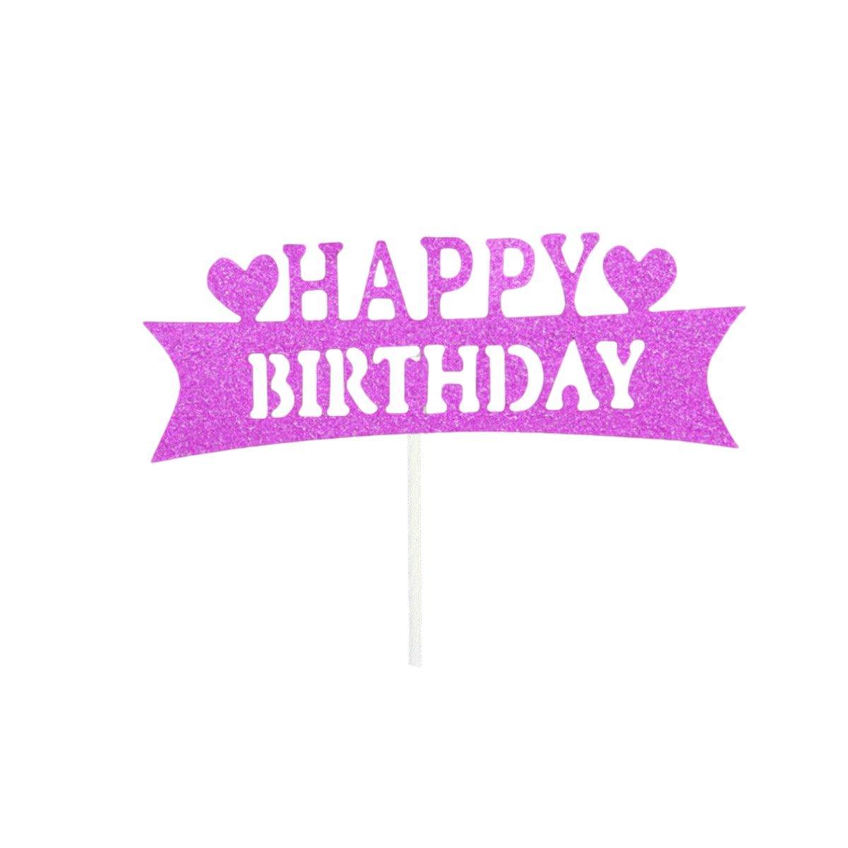 Happy Birthday Cake Topper Colour Printed Acrylic Party Decorations - Black-Butterfly